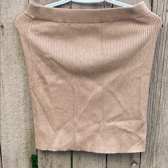Wilfred Tan Ribbed Pencil Skirt Casual - Picture 1 of 3